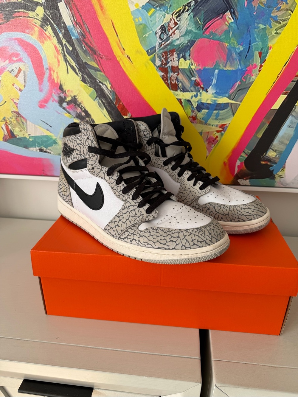 Air Jordan 1 Retro High OG "White Cement" Mens Size 11.5